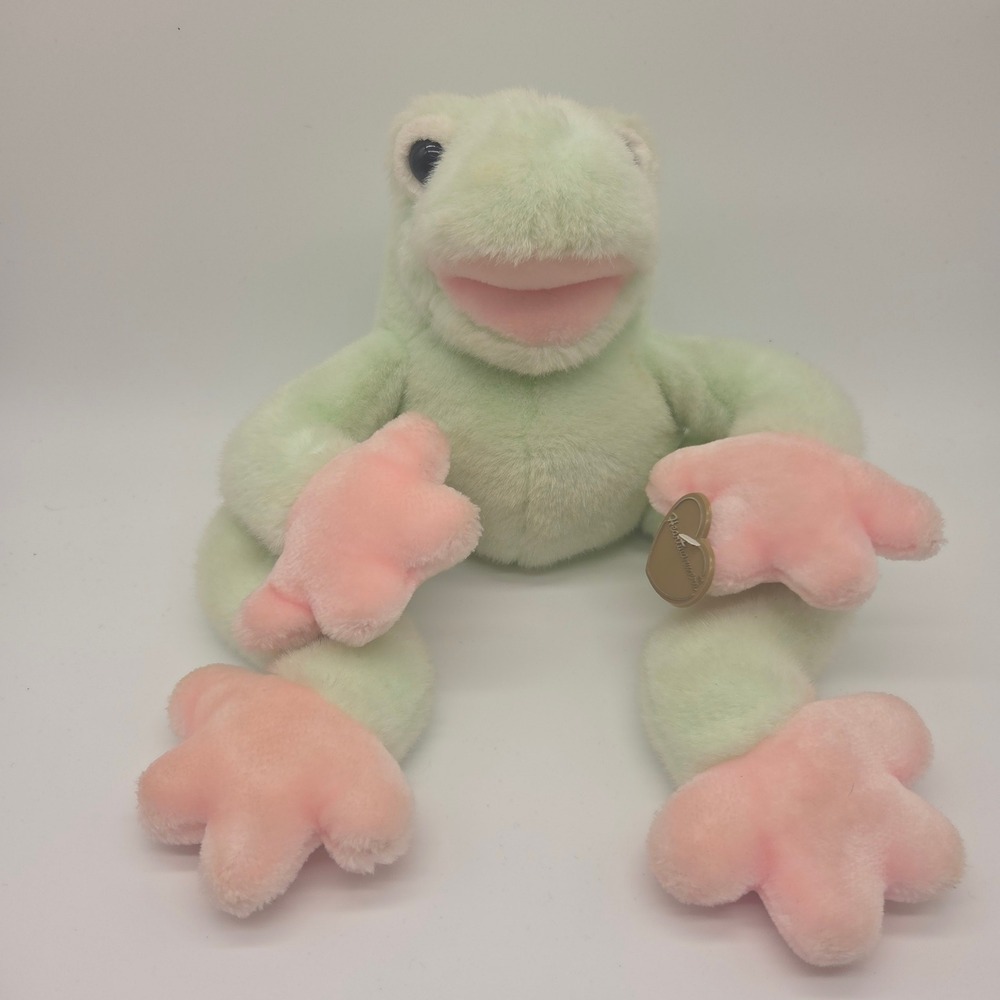 Summit Collection Plush Frog Medium Green Pink Vintage 1992 Stuffed Animal